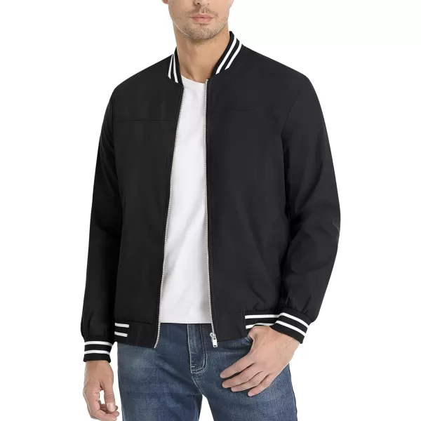 MAGNIVIT Mens Bomber Jacket Spring Fall Lightweight Varsity Windbreaker JacketBlack