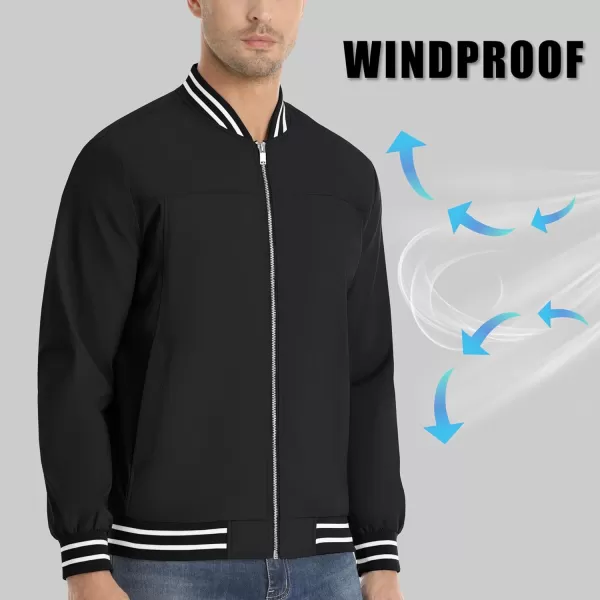 MAGNIVIT Mens Bomber Jacket Spring Fall Lightweight Varsity Windbreaker JacketBlack