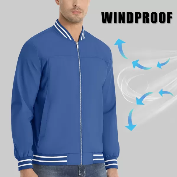 MAGNIVIT Mens Bomber Jacket Spring Fall Lightweight Varsity Windbreaker JacketBlue