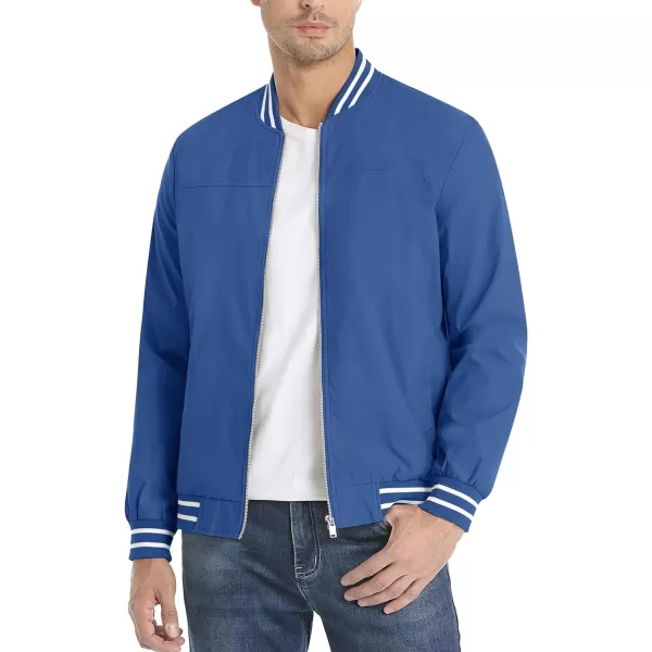 MAGNIVIT Mens Bomber Jacket Spring Fall Lightweight Varsity Windbreaker JacketBlue