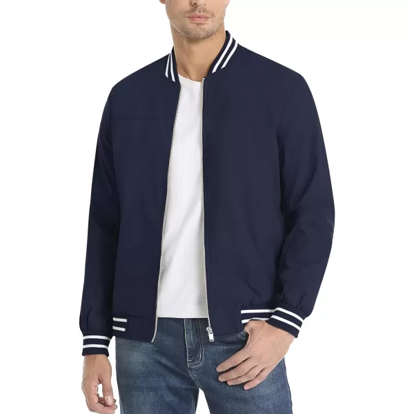 MAGNIVIT Mens Bomber Jacket Spring Fall Lightweight Varsity Windbreaker JacketNavy Blue