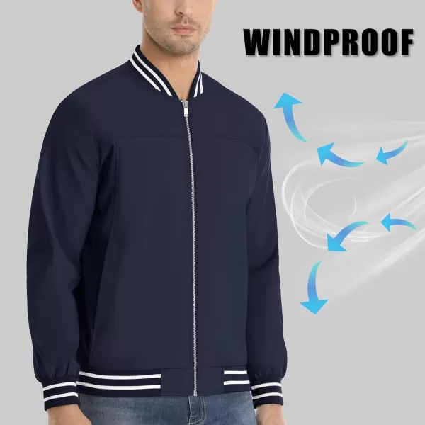 MAGNIVIT Mens Bomber Jacket Spring Fall Lightweight Varsity Windbreaker JacketNavy Blue