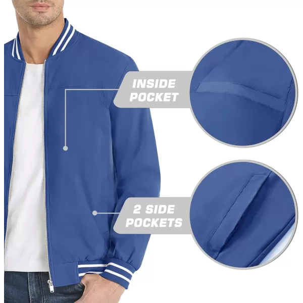 MAGNIVIT Mens Bomber Jackets Lightweight Jacket Varsity Flight Jacket Baseball Windbreaker Water Resistant Spring AutumnBlue