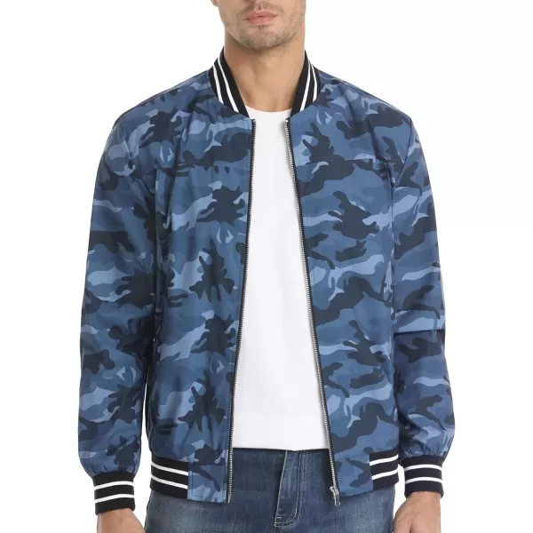 MAGNIVIT Mens Bomber Jackets Lightweight Jacket Varsity Flight Jacket Baseball Windbreaker Water Resistant Spring AutumnCamo Blue