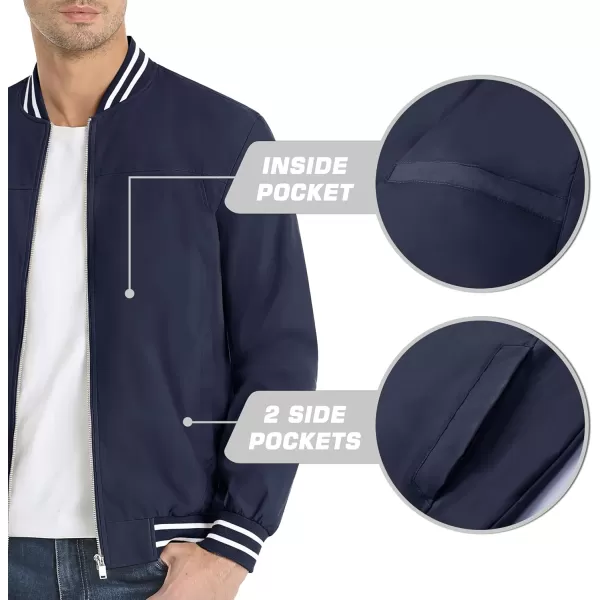 MAGNIVIT Mens Bomber Jackets Lightweight Jacket Varsity Flight Jacket Baseball Windbreaker Water Resistant Spring AutumnNavy Blue