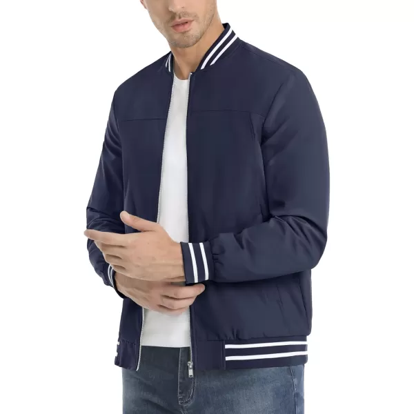 MAGNIVIT Mens Bomber Jackets Lightweight Jacket Varsity Flight Jacket Baseball Windbreaker Water Resistant Spring AutumnNavy Blue