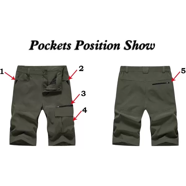 MAGNIVIT Mens Cargo Shorts Hiking Shorts Above Knee Shorts Quick Dry Work Shorts with MultiPocketsArmy Green