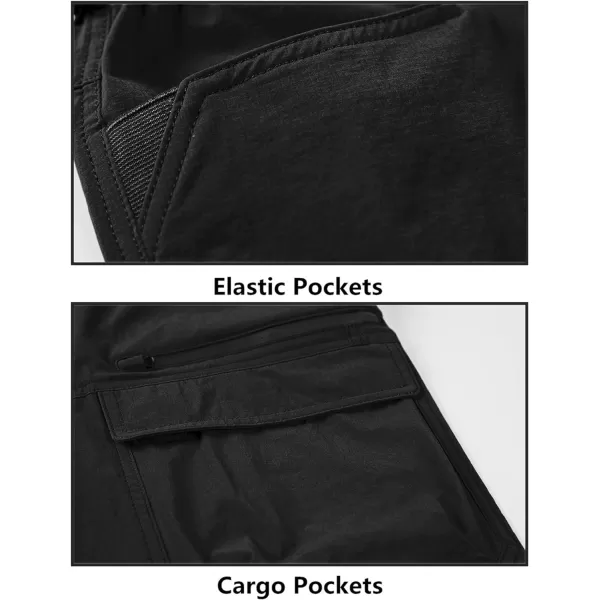 MAGNIVIT Mens Cargo Shorts Hiking Shorts Above Knee Shorts Quick Dry Work Shorts with MultiPocketsBlack
