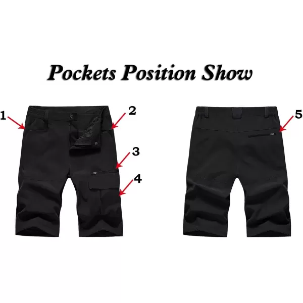 MAGNIVIT Mens Cargo Shorts Hiking Shorts Above Knee Shorts Quick Dry Work Shorts with MultiPocketsBlack