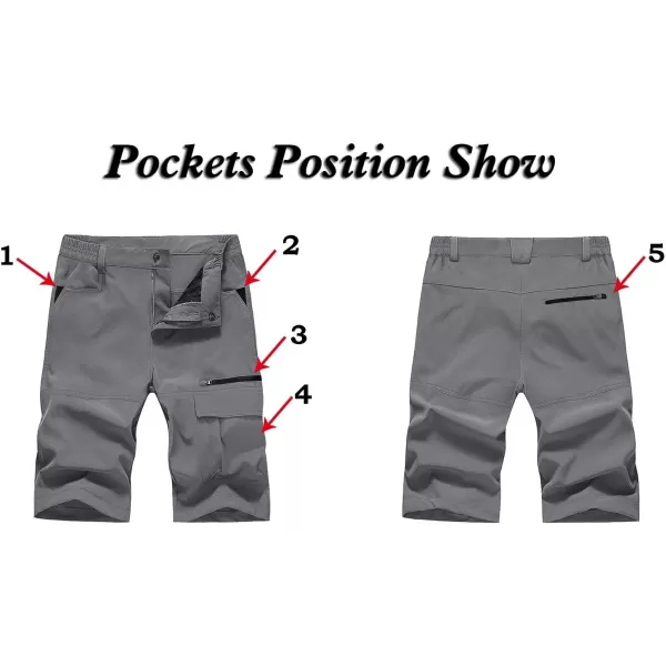 MAGNIVIT Mens Cargo Shorts Hiking Shorts Above Knee Shorts Quick Dry Work Shorts with MultiPocketsGrey