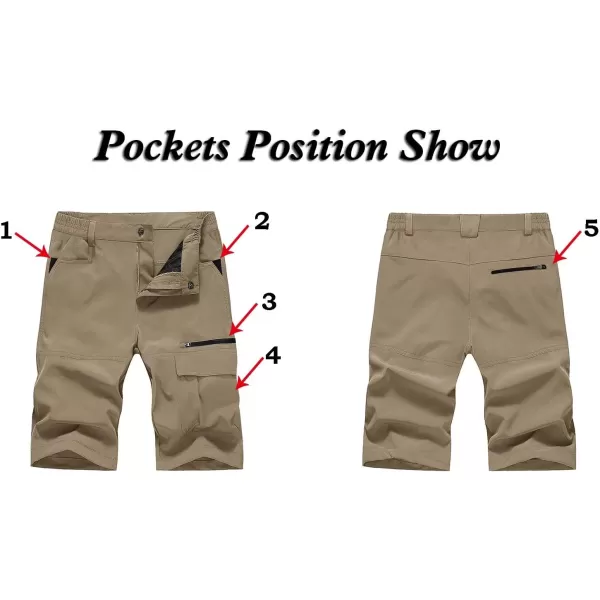 MAGNIVIT Mens Cargo Shorts Hiking Shorts Above Knee Shorts Quick Dry Work Shorts with MultiPocketsKhaki
