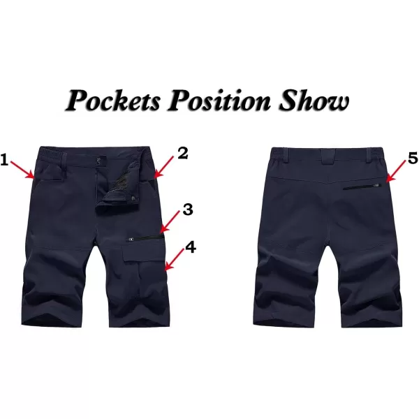 MAGNIVIT Mens Cargo Shorts Hiking Shorts Above Knee Shorts Quick Dry Work Shorts with MultiPocketsNavy Blue