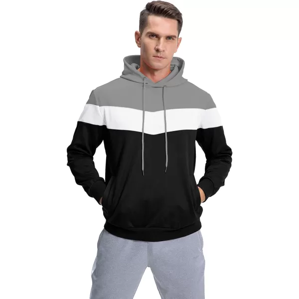 MAGNIVIT Mens Color Block Pullover Hoodies Athletic Hooded Sweatshirts with PocketsGrey