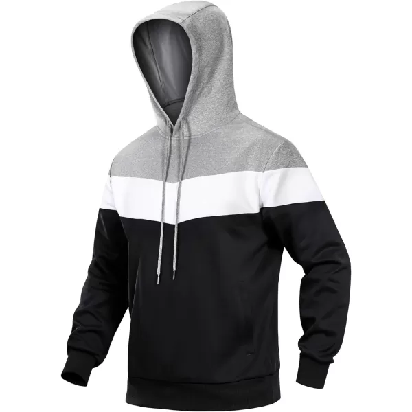 MAGNIVIT Mens Color Block Pullover Hoodies Athletic Hooded Sweatshirts with PocketsGrey