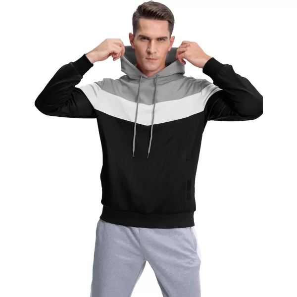 MAGNIVIT Mens Color Block Pullover Hoodies Athletic Hooded Sweatshirts with PocketsGrey