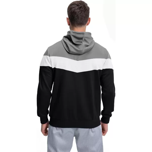 MAGNIVIT Mens Color Block Pullover Hoodies Athletic Hooded Sweatshirts with PocketsGrey