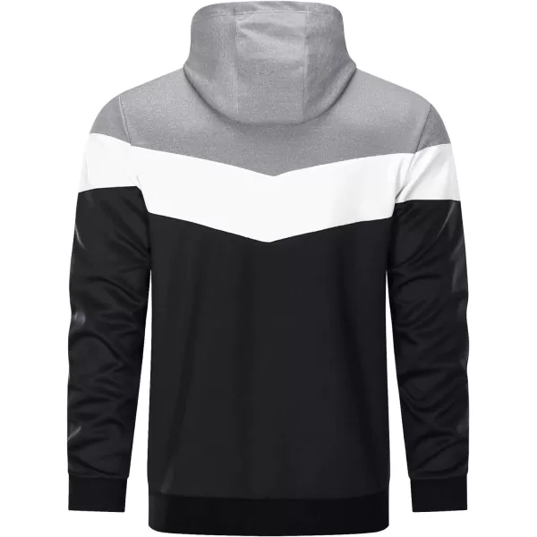 MAGNIVIT Mens Color Block Pullover Hoodies Athletic Hooded Sweatshirts with PocketsGrey