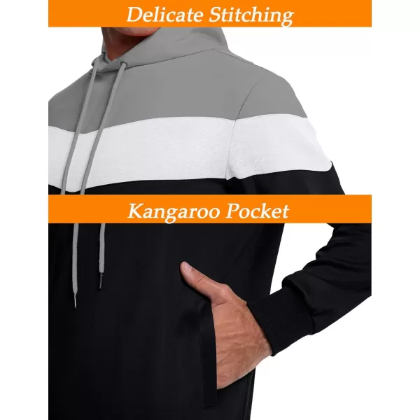 MAGNIVIT Mens Color Block Pullover Hoodies Athletic Hooded Sweatshirts with PocketsGrey