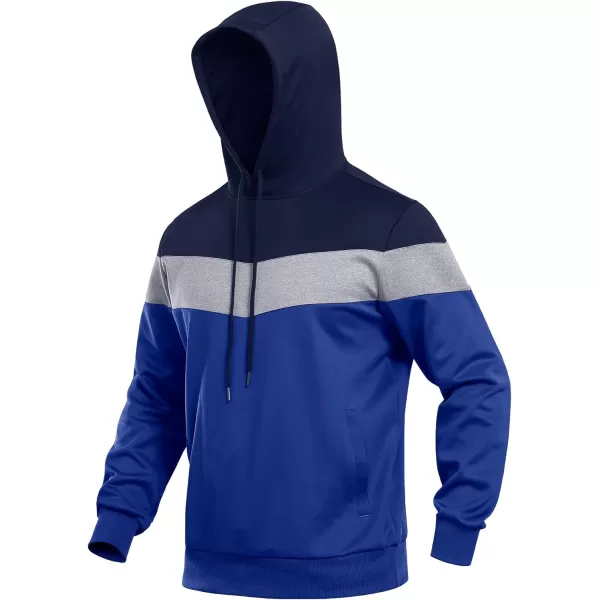 MAGNIVIT Mens Color Block Pullover Hoodies Athletic Hooded Sweatshirts with PocketsNavy Blue