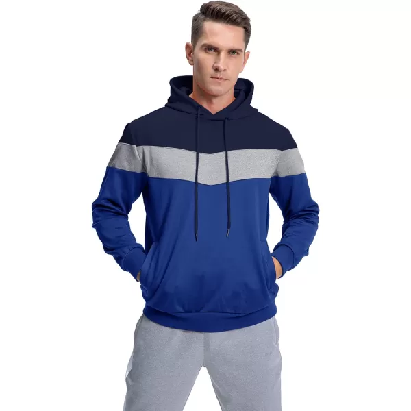 MAGNIVIT Mens Color Block Pullover Hoodies Athletic Hooded Sweatshirts with PocketsNavy Blue