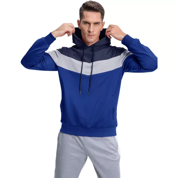 MAGNIVIT Mens Color Block Pullover Hoodies Athletic Hooded Sweatshirts with PocketsNavy Blue