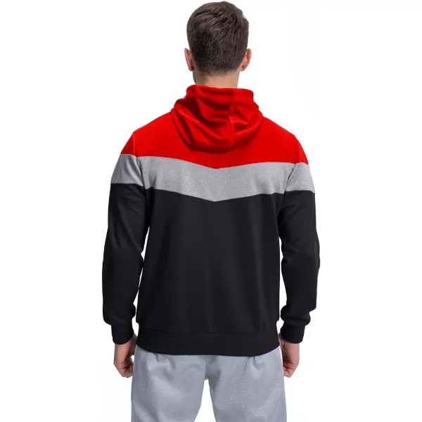 MAGNIVIT Mens Color Block Pullover Hoodies Athletic Hooded Sweatshirts with PocketsRed