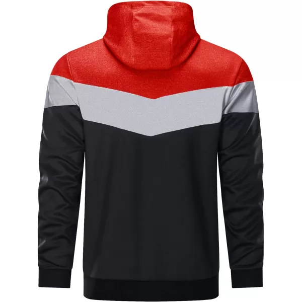 MAGNIVIT Mens Color Block Pullover Hoodies Athletic Hooded Sweatshirts with PocketsRed