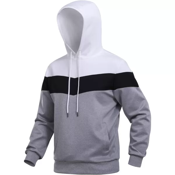 MAGNIVIT Mens Color Block Pullover Hoodies Athletic Hooded Sweatshirts with PocketsWhite