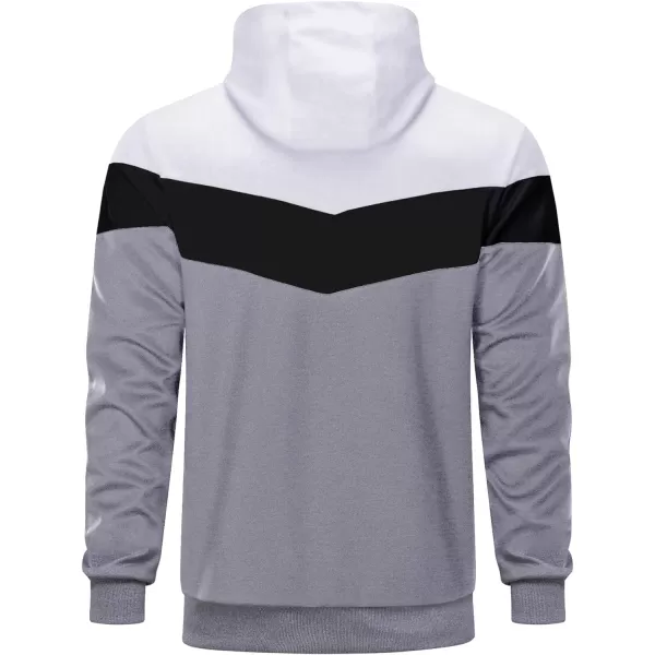 MAGNIVIT Mens Color Block Pullover Hoodies Athletic Hooded Sweatshirts with PocketsWhite