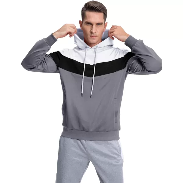 MAGNIVIT Mens Color Block Pullover Hoodies Athletic Hooded Sweatshirts with PocketsWhite