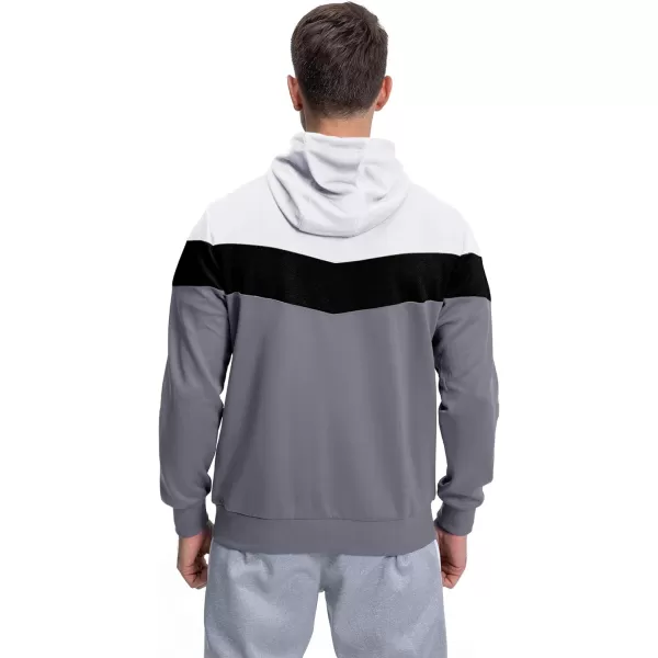 MAGNIVIT Mens Color Block Pullover Hoodies Athletic Hooded Sweatshirts with PocketsWhite