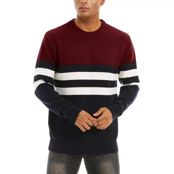 MAGNIVIT Mens Crewneck Sweater Lightweight Soft Knitted Sweatshirt Fall Winter Thermal PulloverWine Red