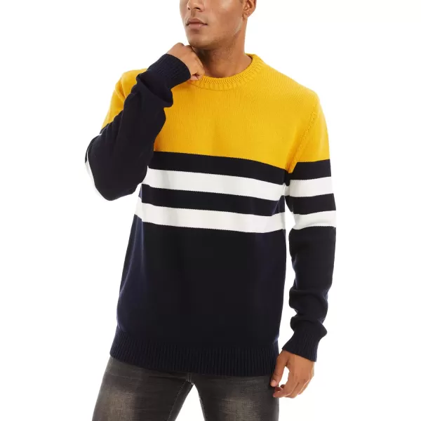 MAGNIVIT Mens Crewneck Sweater Lightweight Soft Knitted Sweatshirt Fall Winter Thermal PulloverYellow