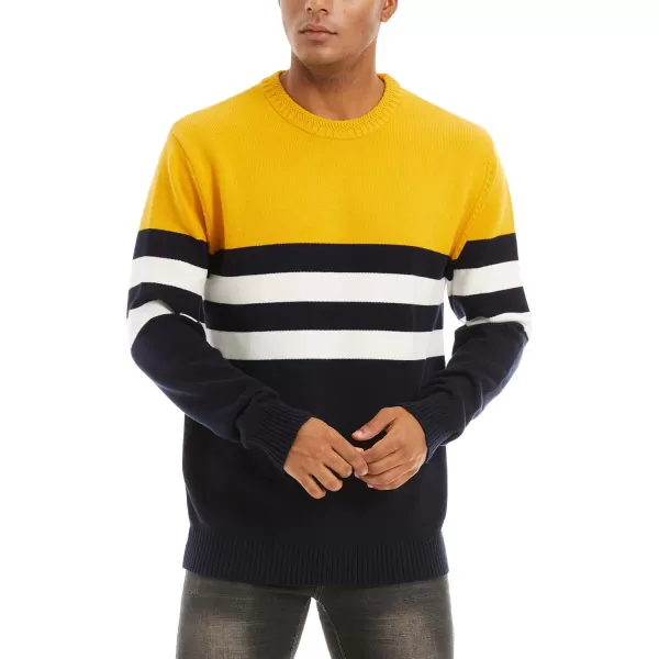 MAGNIVIT Mens Crewneck Sweater Lightweight Soft Knitted Sweatshirt Fall Winter Thermal PulloverYellow