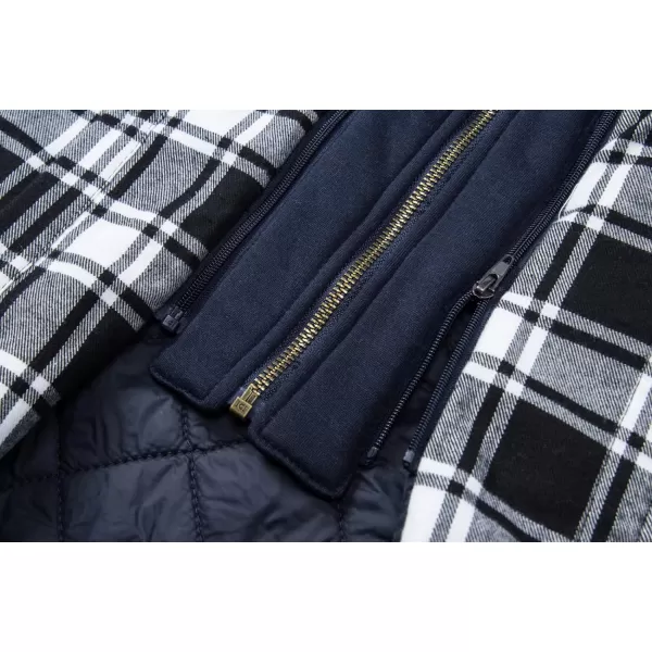 MAGNIVIT Mens Flannel Shirt Jacket with 5 Pockets Winter Thicken Plaid Quilted Lined Coats Hoodie with Removable HoodBlack