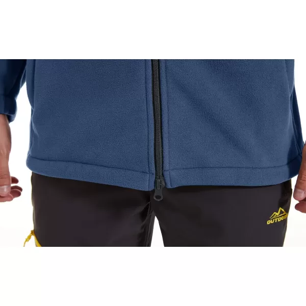 MAGNIVIT Mens Fleece Jacket FullZip Soft Polar Winter Casual Outdoor Coat with PocketsDenim Blue