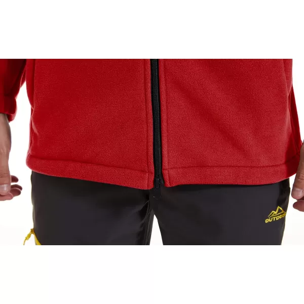 MAGNIVIT Mens Fleece Jacket FullZip Soft Polar Winter Casual Outdoor Coat with PocketsRed