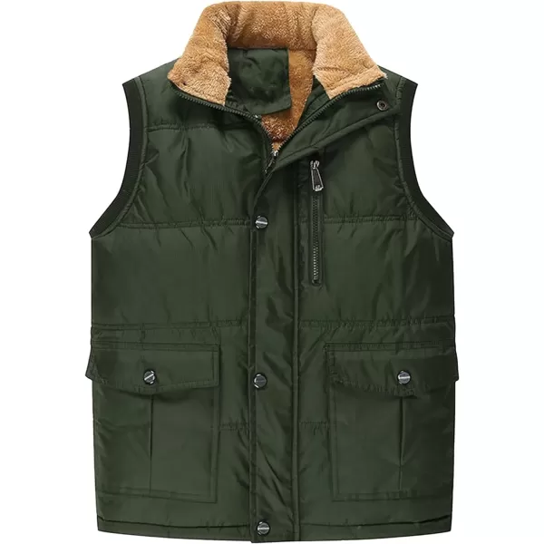 MAGNIVIT Mens Fleece Lined Vest Winter Warm Thicken Gilet Jackets for Travel FishingArmy Green