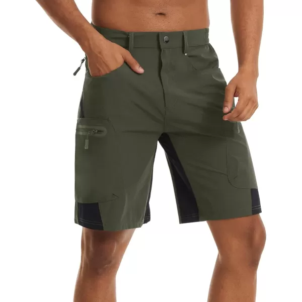 MAGNIVIT Mens Hiking Shorts Quick Dry Cargo Shorts Above Knee Tactical Military Shorts with MultiPocketsArmy Green