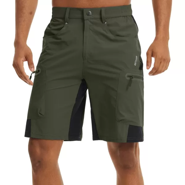 MAGNIVIT Mens Hiking Shorts Quick Dry Cargo Shorts Above Knee Tactical Military Shorts with MultiPocketsArmy Green