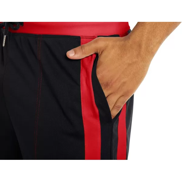 MAGNIVIT Mens Lightweight Athletic Pants Mesh Sweatpants Open Bottom with PocketsBlack Red