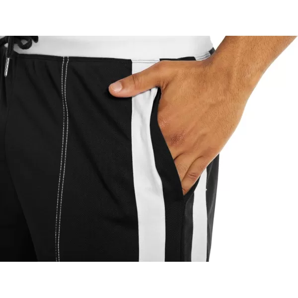 MAGNIVIT Mens Lightweight Athletic Pants Mesh Sweatpants Open Bottom with PocketsBlack White