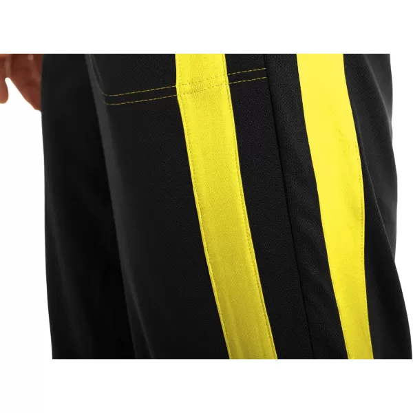 MAGNIVIT Mens Lightweight Athletic Pants Mesh Sweatpants Open Bottom with PocketsBlack Yellow