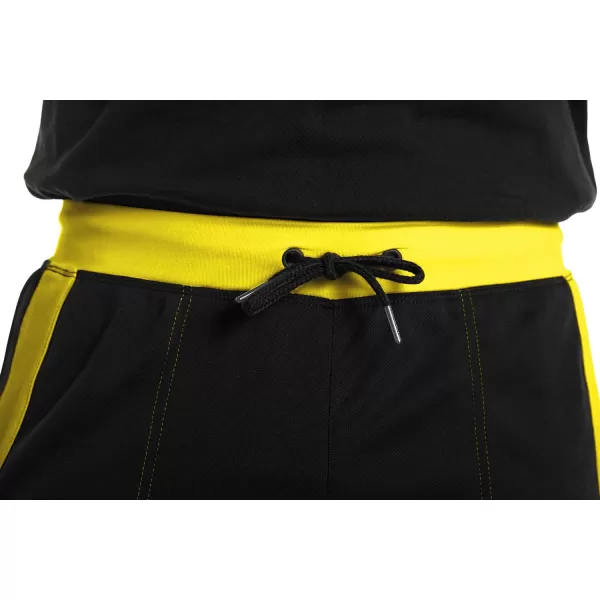 MAGNIVIT Mens Lightweight Athletic Pants Mesh Sweatpants Open Bottom with PocketsBlack Yellow