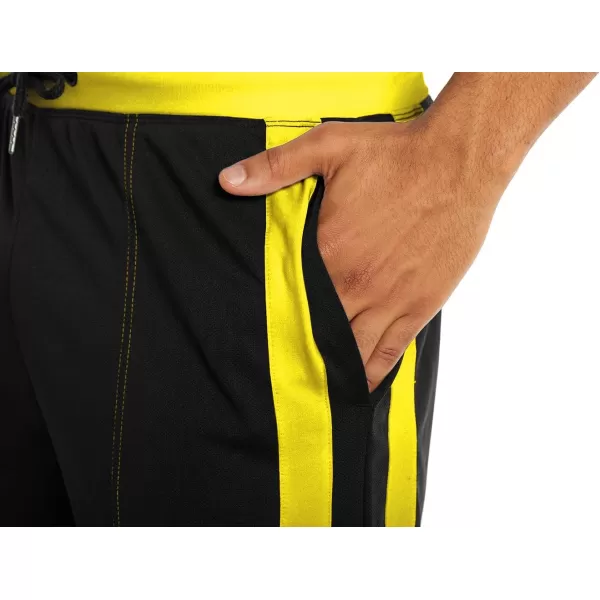 MAGNIVIT Mens Lightweight Athletic Pants Mesh Sweatpants Open Bottom with PocketsBlack Yellow