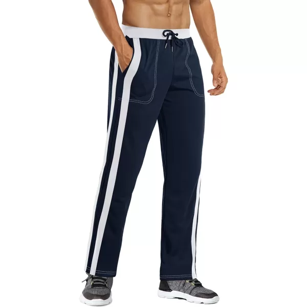 MAGNIVIT Mens Lightweight Athletic Pants Mesh Sweatpants Open Bottom with PocketsNavy Blue