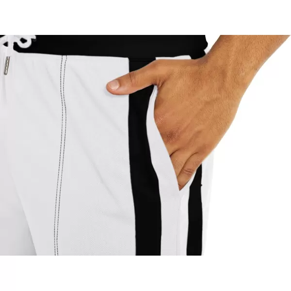 MAGNIVIT Mens Lightweight Athletic Pants Mesh Sweatpants Open Bottom with PocketsWhite