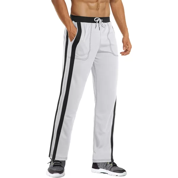 MAGNIVIT Mens Lightweight Athletic Pants Mesh Sweatpants Open Bottom with PocketsWhite