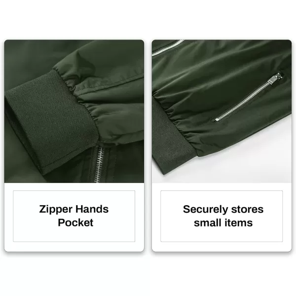 MAGNIVIT Mens Lightweight Bomber Jackets Full Zip Windbreaker Active Coat OutwearArmy Green