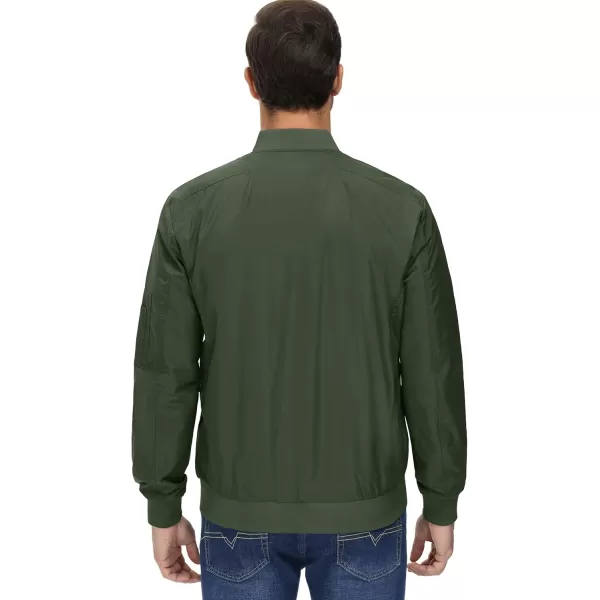 MAGNIVIT Mens Lightweight Bomber Jackets Full Zip Windbreaker Active Coat OutwearArmy Green